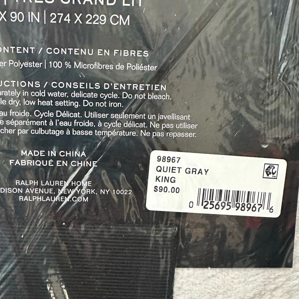 Lauren Ralph Lauren Quiet Gray Micromink King Size Blanket